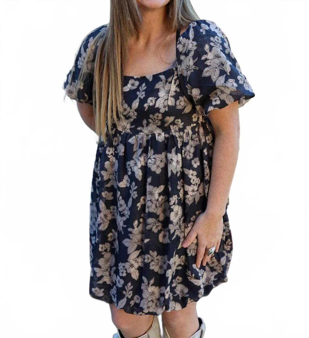 NEW HEM & THREAD floral bubble dress in navy